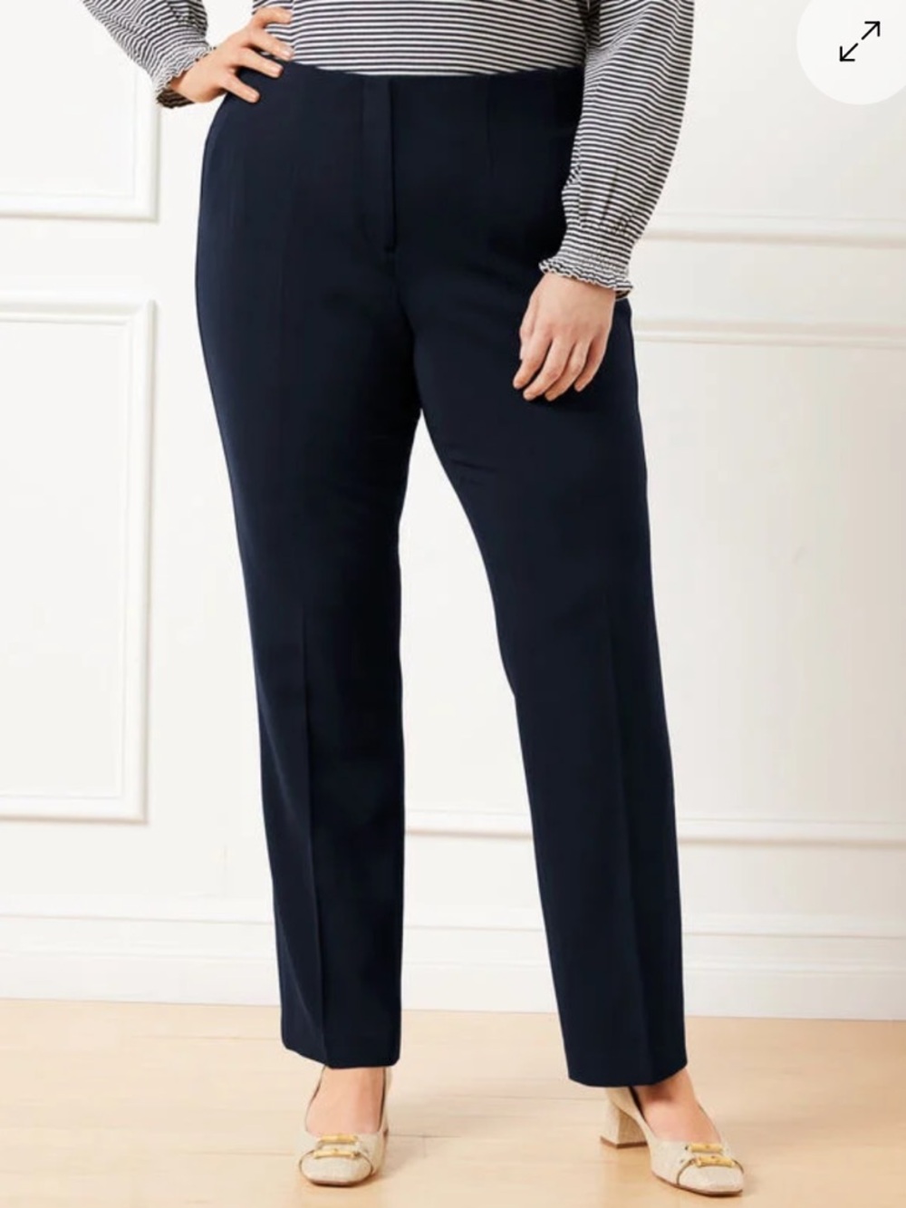 Talbots Navy Easy Travel Straight-Leg Slacks